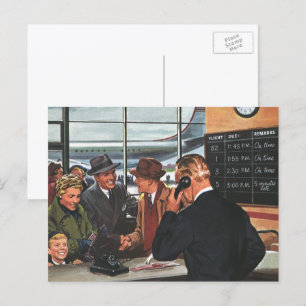 Cartão Postal Vintage Business, Pessoas no Contador de Bilhetes