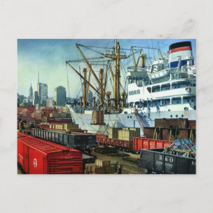 Cartão Postal Vintage Business, Transporte de carga encaixada