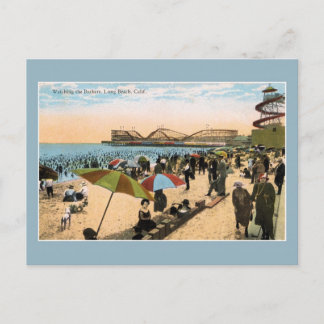 Cartão Postal Vintage c 1910 Beach, cena Long Beach CA