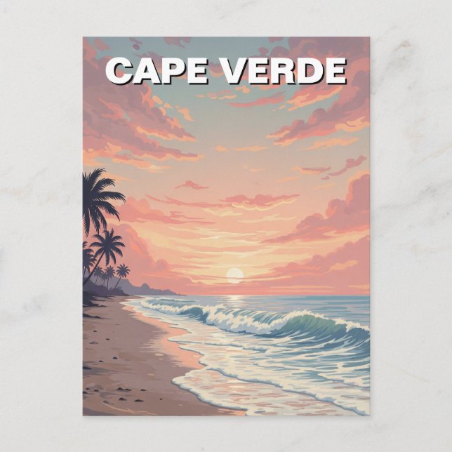 Cartão Postal Vintage Cabo Verde Sunset (Frente)