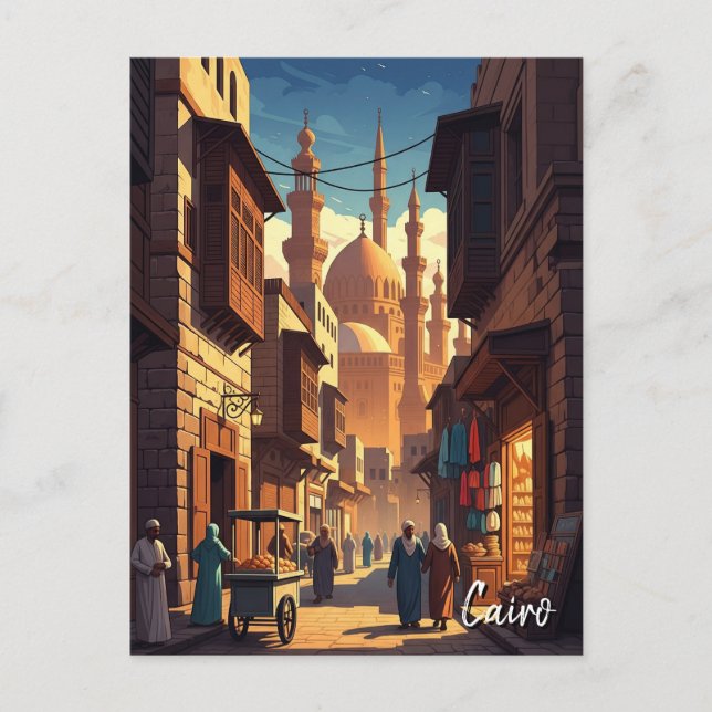 Cartão Postal Vintage Cairo Egypt Viagem (Frente)