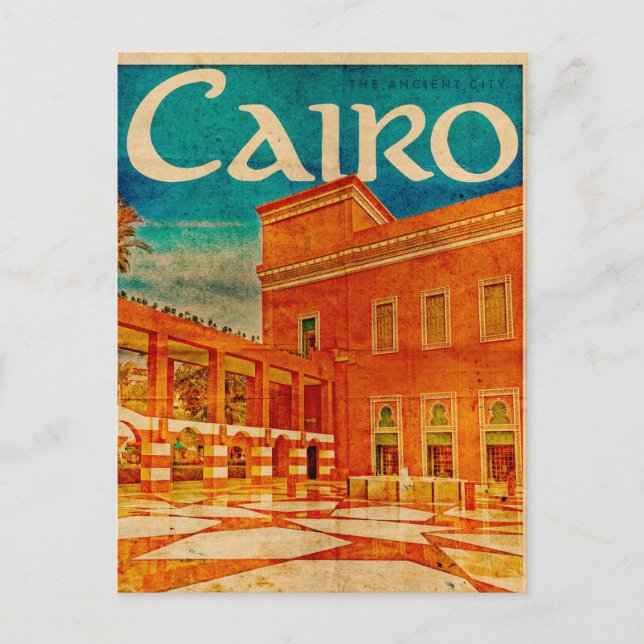 Cartão postal Vintage Cairo Viagem (Frente)