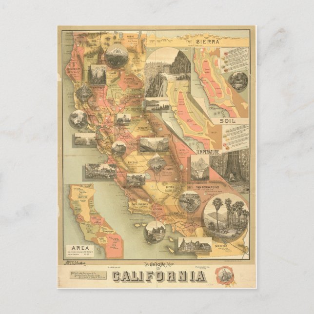 Cartão postal Vintage California (Frente)