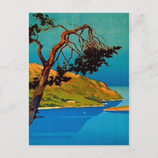 Cartão Postal Vintage California Coast Viagem (Frente)