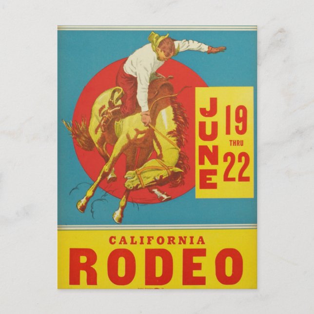 Cartão postal Vintage California Rodeo (Frente)