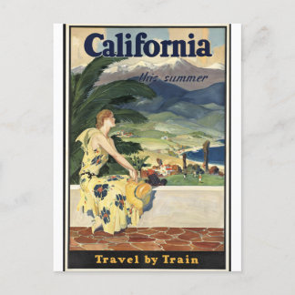 Cartão Postal Vintage California, Viagem por trem ferroviário