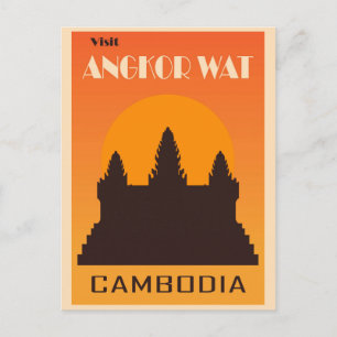 Cartão Postal Vintage Camboja Angkor Wat Temple Viagem