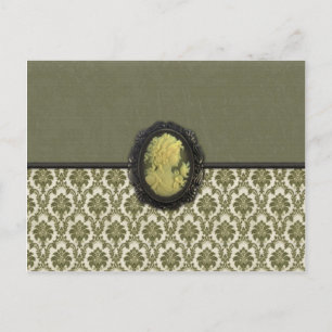 Cartão Postal Vintage Cameo e Placa de Tecido