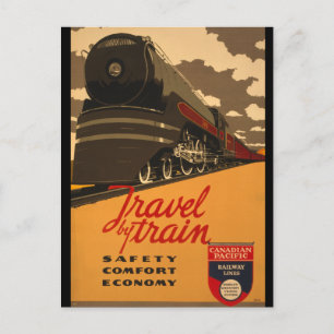 Cartão Postal Vintage Canadian Rail Road Poster