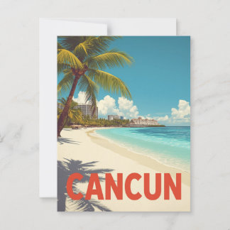 Cartão Postal Vintage Cancun Mexico Beach Viagem