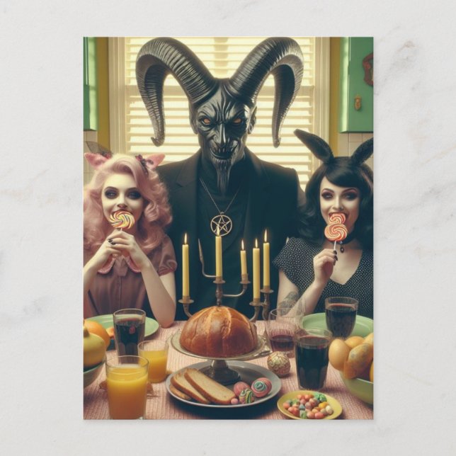 Cartão Postal Vintage Candy Supper Occult Baphomet (Frente)