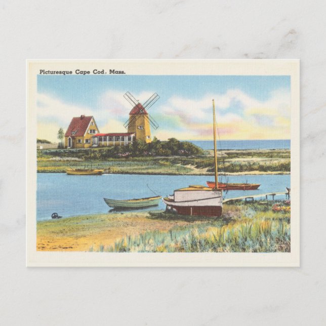 Cartão Postal Vintage Cape Cod Massachusetts Scene (Frente)