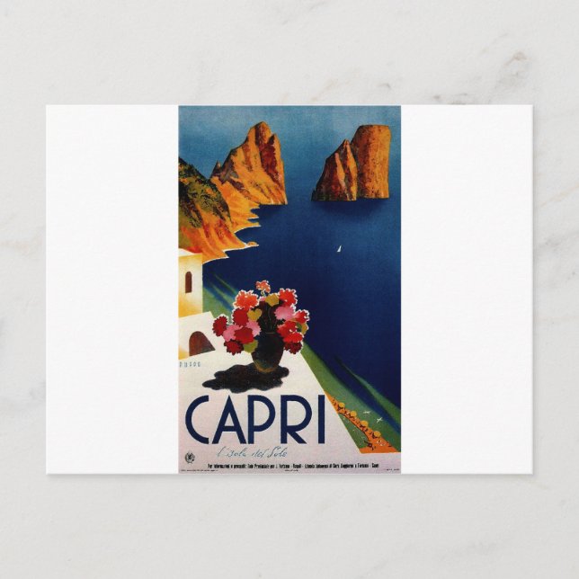Cartão Postal Vintage Capri Itália Viagem (Frente)