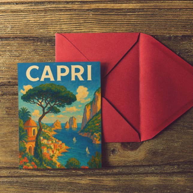Cartão Postal Vintage Capri Itália Viagem (retro vintage capri italy postcard)