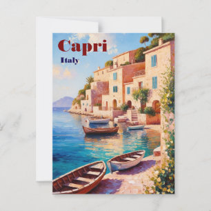 Cartão Postal Vintage Capri Itália Viagem Postcard - Medite Retr