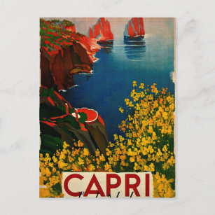 Cartão Postal Vintage Capri L'Isola del Sole Itália