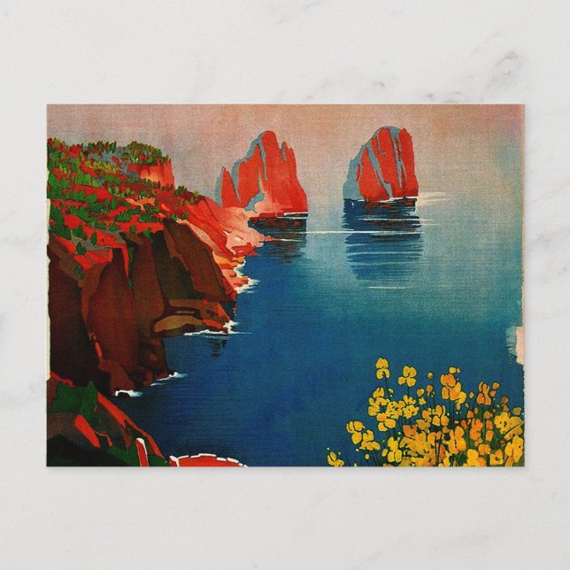 Cartão Postal Vintage Capri L'Isola del Único Italia (Frente)