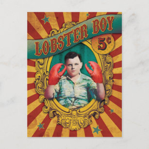 Cartão Postal Vintage Carnival Side Show Lobster Boy