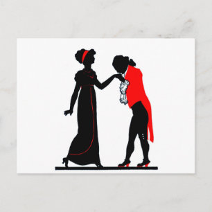 Cartão Postal Vintage - Casal Romântico Silhouette
