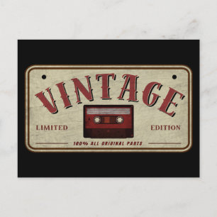 Cartão Postal Vintage Cassette Tape Limited Edition Music Lover