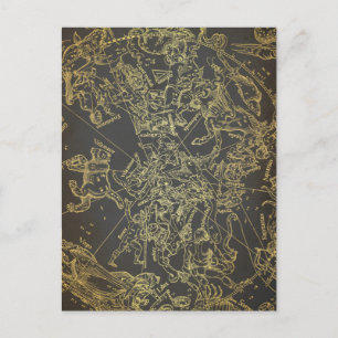 Cartão Postal Vintage Celesstial Zodiac