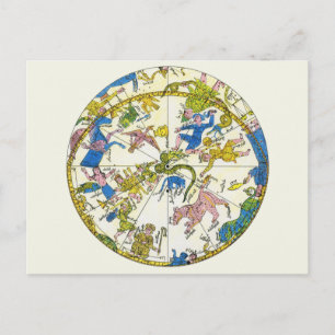 Cartão Postal Vintage Celestial, Mapa Antiquado de Estrelas de C