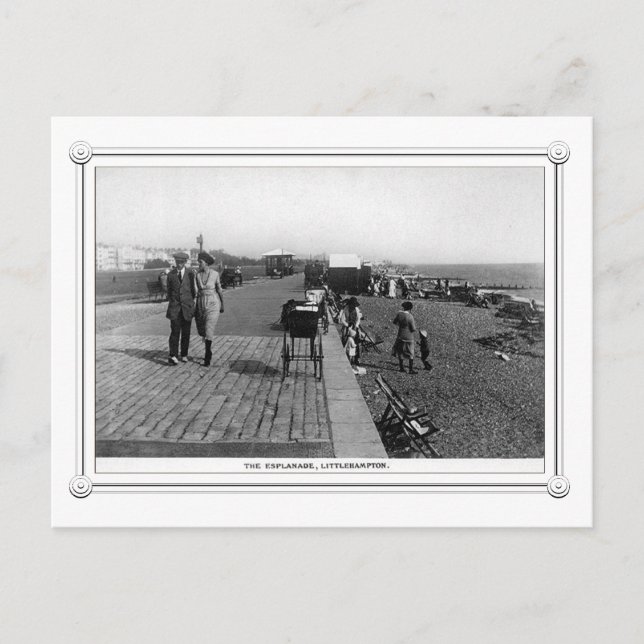 Cartão Postal Vintage cena de Littlehampton, Sussex (Frente)