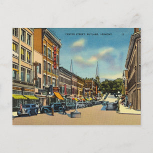 Cartão Postal Vintage, Center Street, Rutland, Vermont
