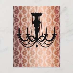 Cartão Postal Vintage Chandelier Damask