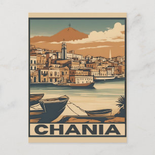 Cartão Postal Vintage Chania City Souvenirs crete grécia