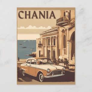 Cartão Postal Vintage Chania City Souvenirs crete grécia