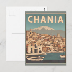 Cartão Postal Vintage Chania City Souvenirs crete grécia