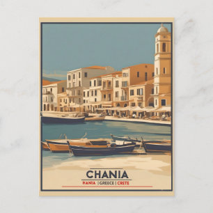 Cartão Postal Vintage Chania City Souvenirs crete grécia
