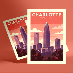 Cartão Postal Vintage Charlotte Carolina do Norte