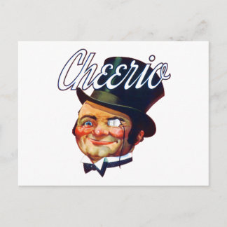 Cartão Postal Vintage Cheerio Top Hat Cara