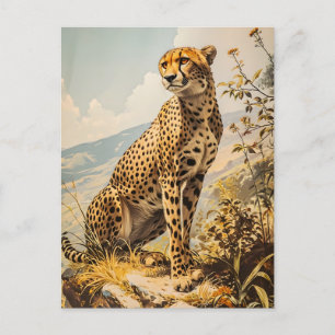 Cartão Postal Vintage Cheetah