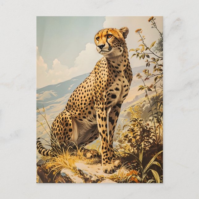 Cartão Postal Vintage Cheetah (Frente)
