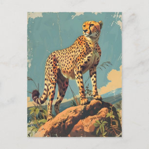 Cartão Postal Vintage Cheetah