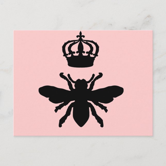 Cartão Postal Vintage Chic Queen Bee Silhouette (Frente)