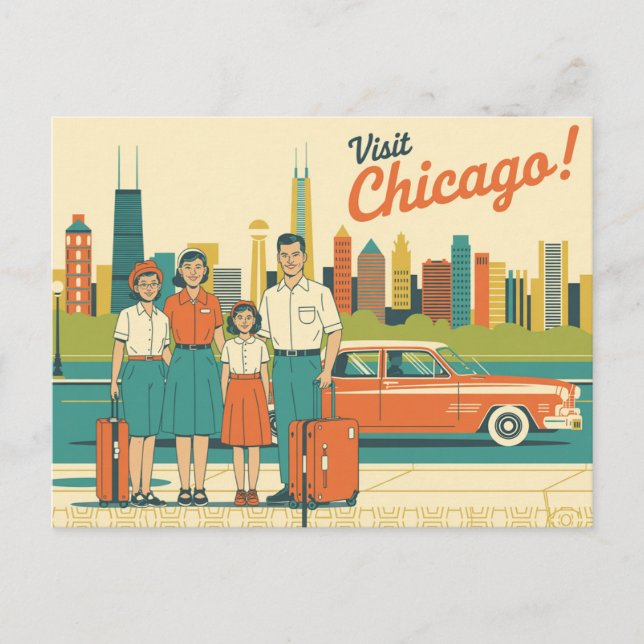 Cartão Postal Vintage Chicago (Frente)