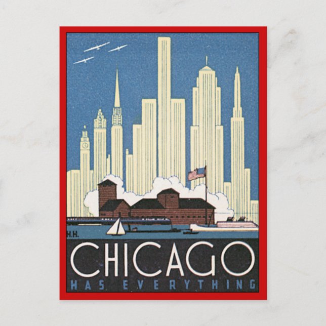 Cartão Postal Vintage Chicago Illinois (Frente)