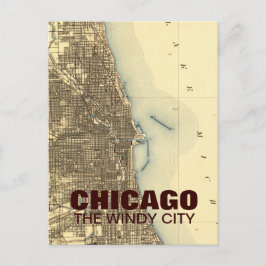 Cartão postal Vintage Chicago Map