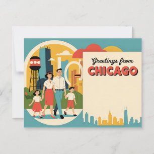 Cartão postal Vintage Chicago Saudações de Chica