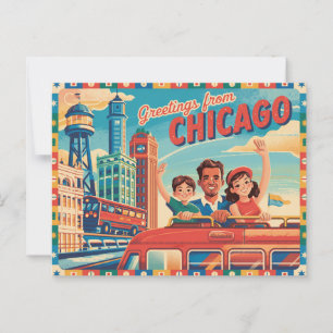 Cartão postal Vintage Chicago Saudações de Chica