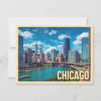 Cartão Postal Vintage Chicago Viagem