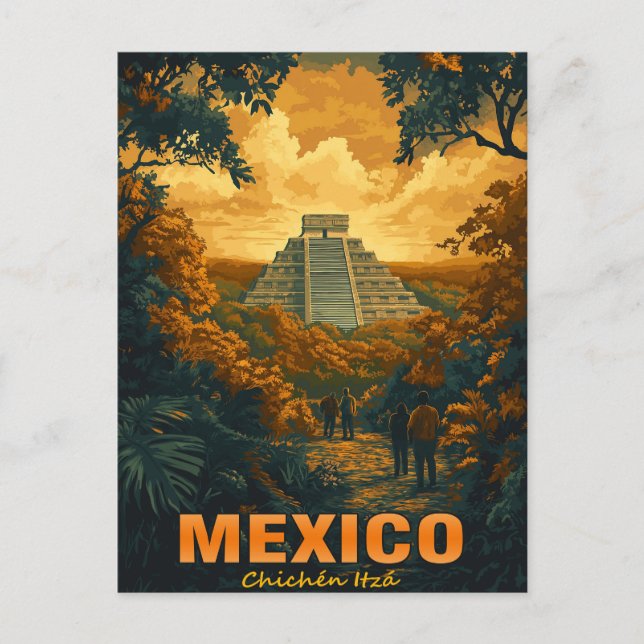 Cartão Postal Vintage Chichen Itza, México (Frente)