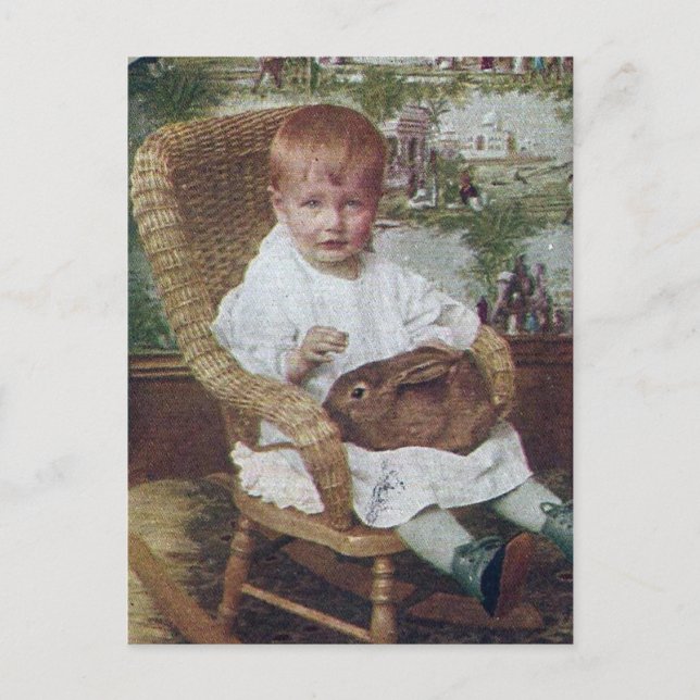 Cartão Postal Vintage Child and Rabbit (Frente)