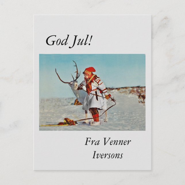 Cartão Postal Vintage Child com Reindeer (Frente)