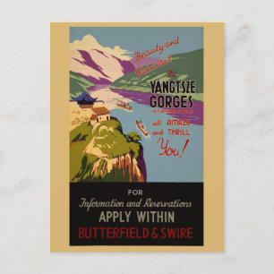 Cartão Postal Vintage China Yangtze River Viagem chinês