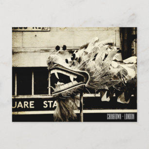 Cartão Postal Vintage Chinatown, Dragon Dances / Londres